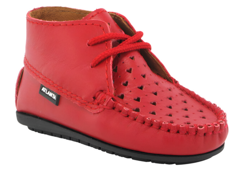 Atlanta Baby Red Smooth Heart Leather Bootie