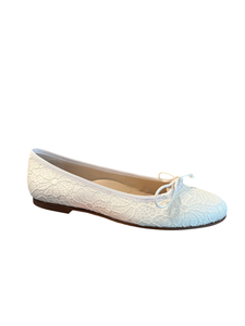 Beberlis White Satin Leather Classic Flats
