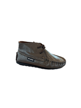 Altanta Moccasin Baby Taupe Patent Soft Leather Booties