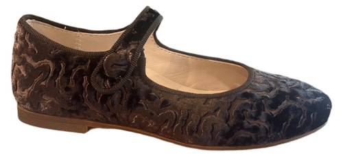 Beberlis Velvet Ciniglia Testa Design Girls Button Mary Jane