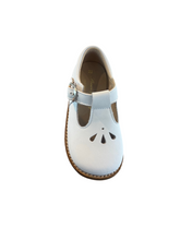 Shawn & Jeffrey White Leather Omega T Strap Shoe