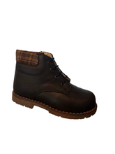 Shawn & Jeffery Baby Black Leather 137 Checkered Design Booties