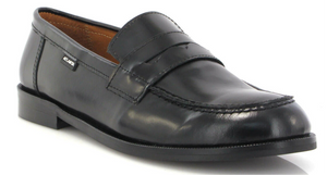 Atlanta Jack Chunky Black Glace Tractor Slip On Loafers