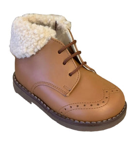 Shawn & Jeffery Tan Roble Leather Fur Booties