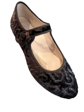 Beberlis Velvet Ciniglia Testa Design Girls Button Mary Jane