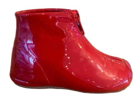 Pepe Red Patent Leather Zipper Booties