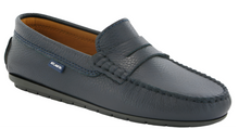 Atlanta Mocassin Blue Navy Grainy Penny Leather Loafer