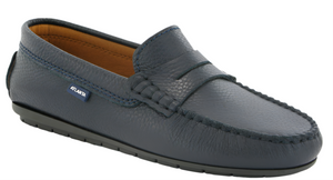 Atlanta Mocassin Blue Navy Grainy Penny Leather Loafer