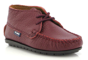 Altanta Moccasin Baby Burgundy Grainy Leather Booties