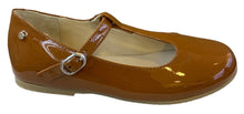 Manuela De Juan Charlotte Girls Tan Cuoio Patent Leather T-Strap