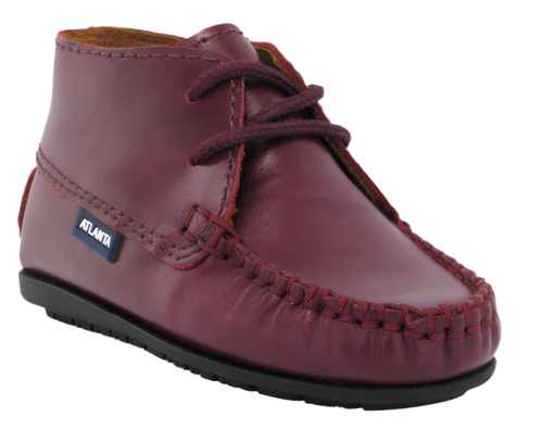 Altanta Moccasin Baby Burgundy Smooth Leather Booties