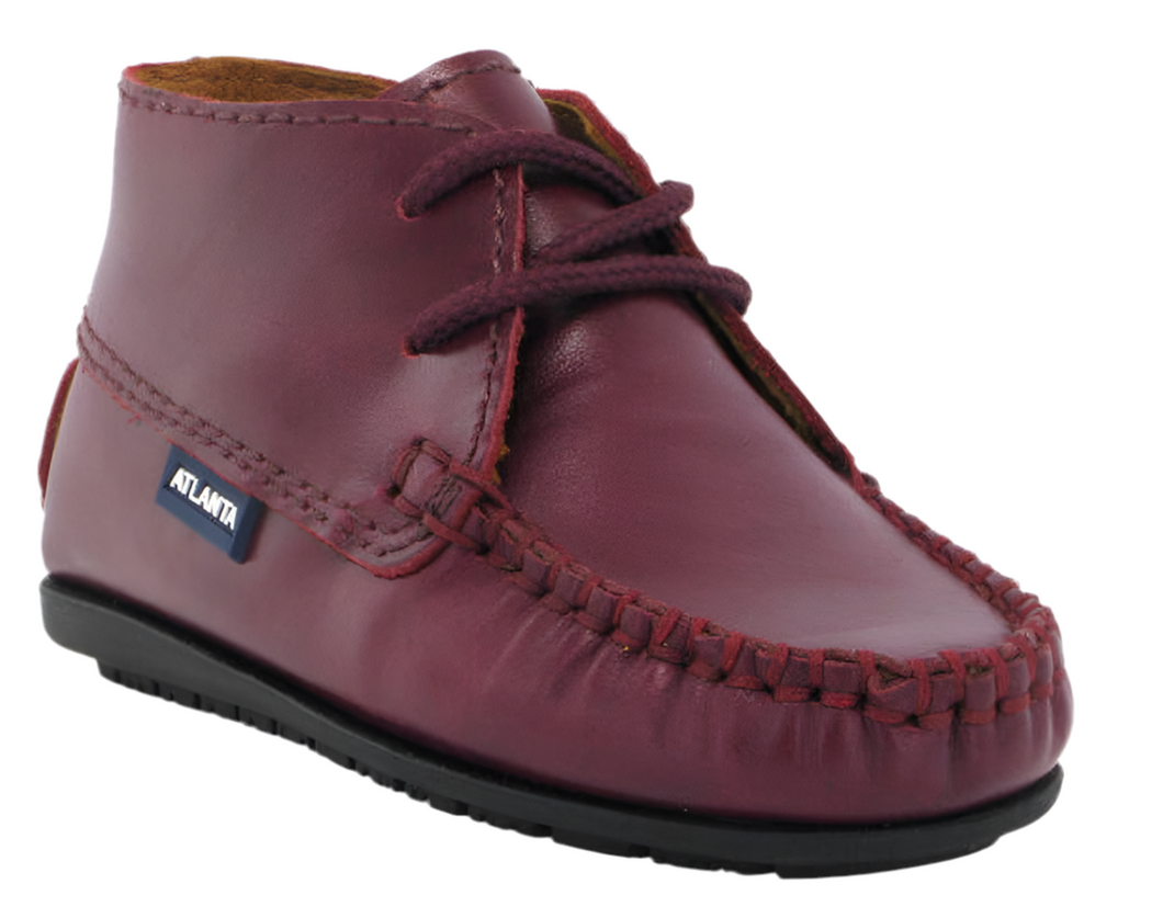 Altanta Moccasin Baby Burgundy Smooth Leather Booties