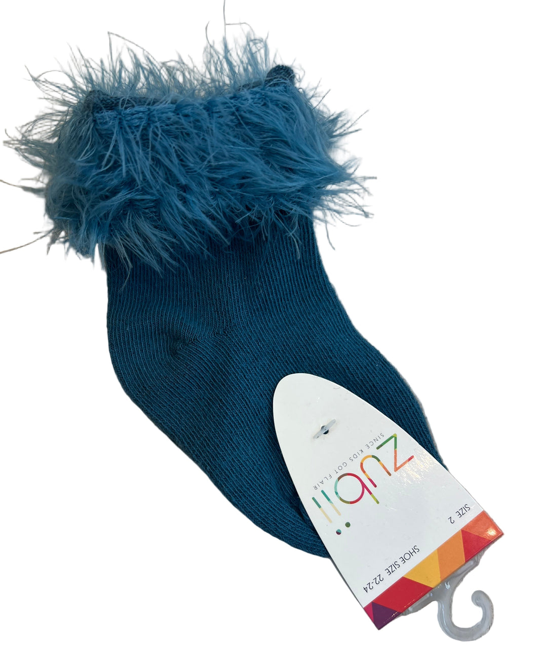 Baby Teal Zubii Fur Ankle Socks