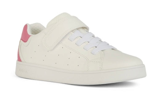 Geox White Fuchsia Eclyper Velcro Sneakers