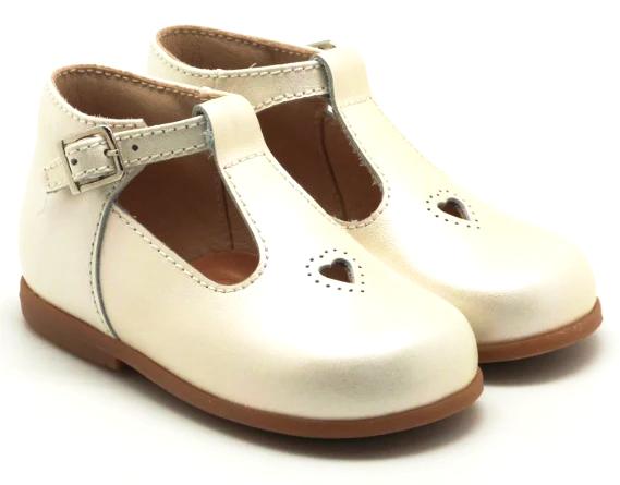 Beberlis Ivory Designed Leather Baby High Top TStrap