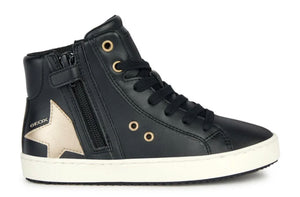 Geox Kalispera Black Platinum Star Hightop Sneakers