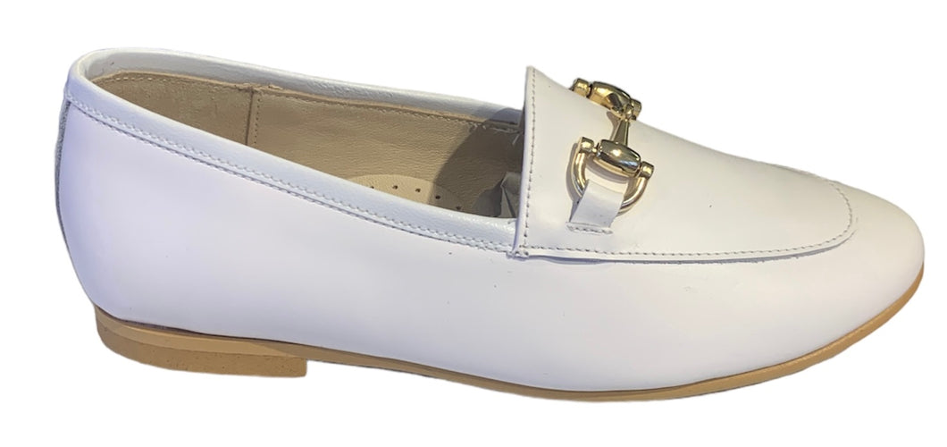 Shawn & Jeffery White Leather Buckle Slip On Shoe