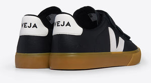 Veja Recife Black White Leather Velcro Sneakers