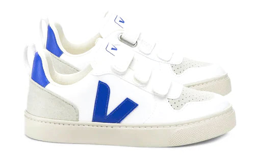 Veja White Paros Blue Leather Sneakers