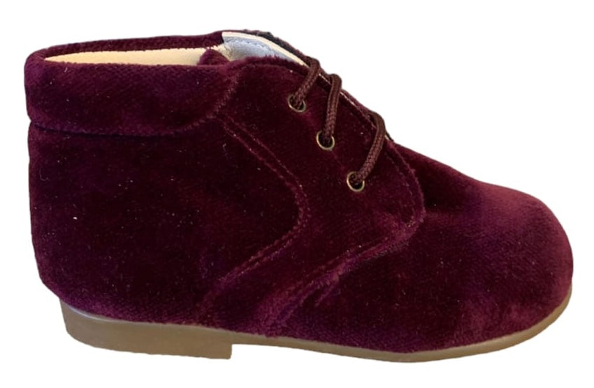 Shawn & Jeffery Baby Burgundy Burdeoes Velvet Leather Booties