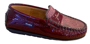 Atlanta Mocassin Burgundy Patent Flower Leather Loafer