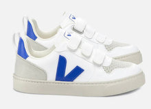 Veja White Paros Blue Leather Sneakers