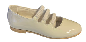 Girls Marfil Ivory Patent Leather Elastic Design Dress Shoe