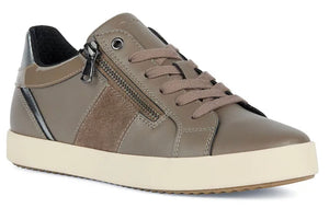 Geox Blomiee DK Taupe Leather Sneakers