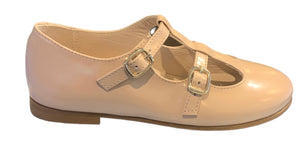 Beberlis Girls Antik Ballet Leather Double Buckle Shoes
