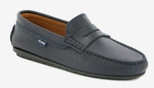 Atlanta Mocassin Blue Navy Grainy Penny Leather Loafer