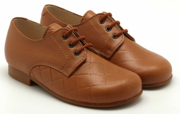 Beberlis Tan Textured Leather Oxford Dress Shoes