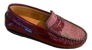 Atlanta Mocassin Burgundy Patent Flower Leather Loafer