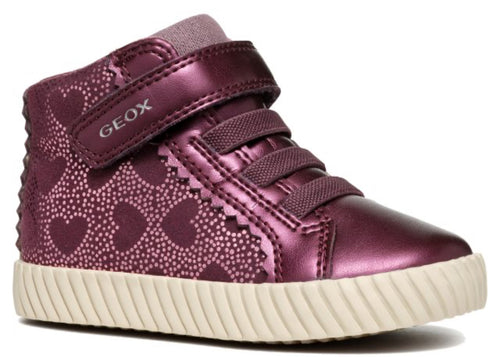 Geox Girls Mirroless Prune Burgundy High Top Sneakers