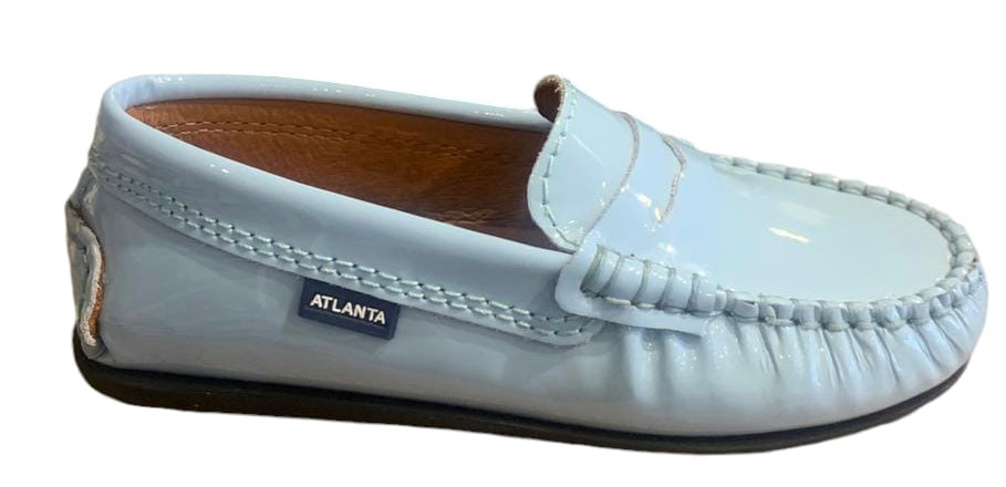 Altanta Mocassin Blue Sky Patent Leather Penny Loafer