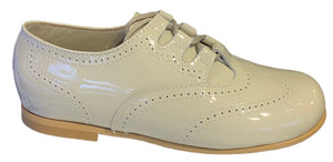 Shawn & Jeffery Ivory Marfil Patent Leather Wingtip Design Oxford Shoe