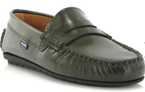 Altanta Mocassin Green Glace Leather Penny Loafer