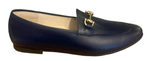 Shawn & Jeffery Navy Leather Buckle Slip On Shoe