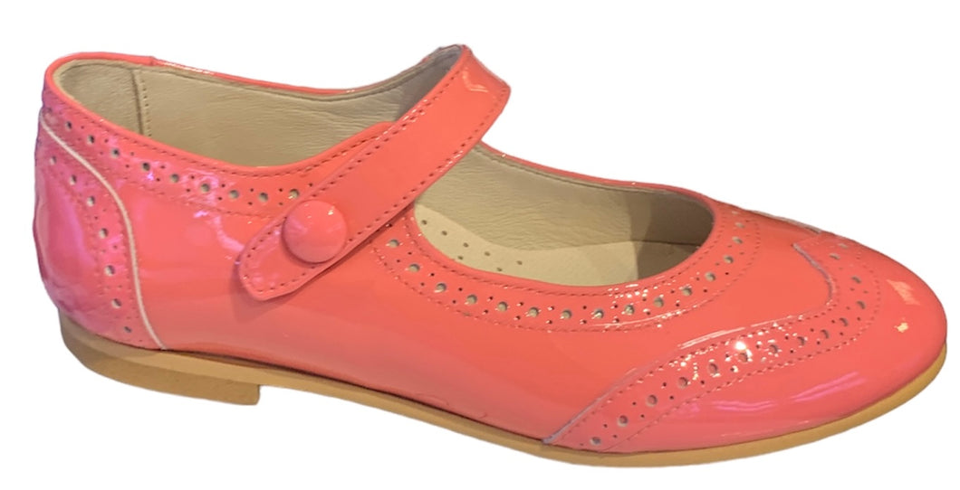 Shawn & Jeffery Samoa Pink Patent Leather Wingtip Button Mary Jane