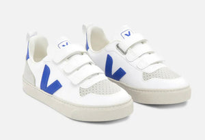 Veja White Paros Blue Leather Sneakers