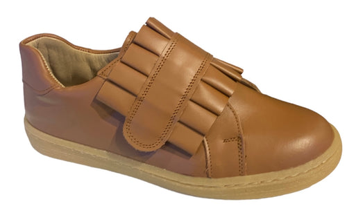 Shawn & Jeffery Tan Roble Leather Velcro Designed Sneakers