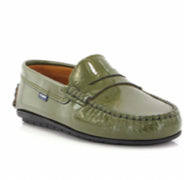 Atlanta Mocassin Green Kaki Patent Leather Loafer