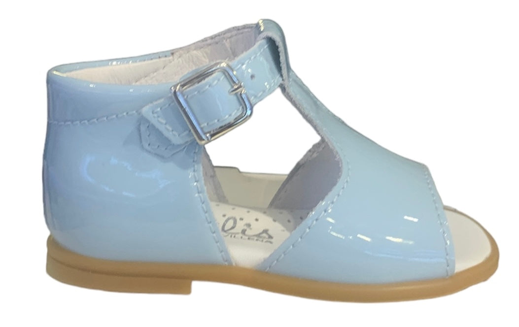 Beberlis Pale Blue Celeste Patent Leather Baby Hightop Sandals