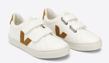 Veja White Esplar Leather Camel Velcro Sneakers