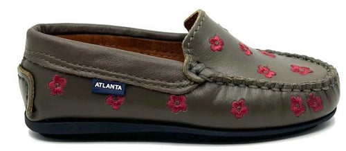 Atlanta Mocassin Smooth tartufo with Flowers Leather Loafer