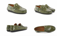 Atlanta Mocassin Green Kaki Patent Leather Loafer
