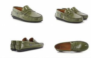Atlanta Mocassin Green Kaki Patent Leather Loafer