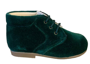 Shawn & Jeffery Baby Green Velvet Leather Booties