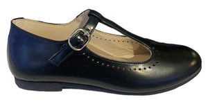 Shawn & Jeffery Wingtip Black Mocasino T-Strap Leather Shoe