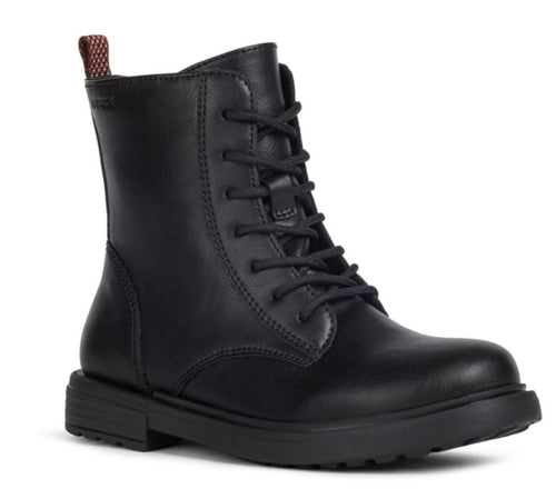Geox Eclair Black Leather High Lace Up Booties
