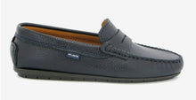 Atlanta Mocassin Blue Navy Grainy Penny Leather Loafer